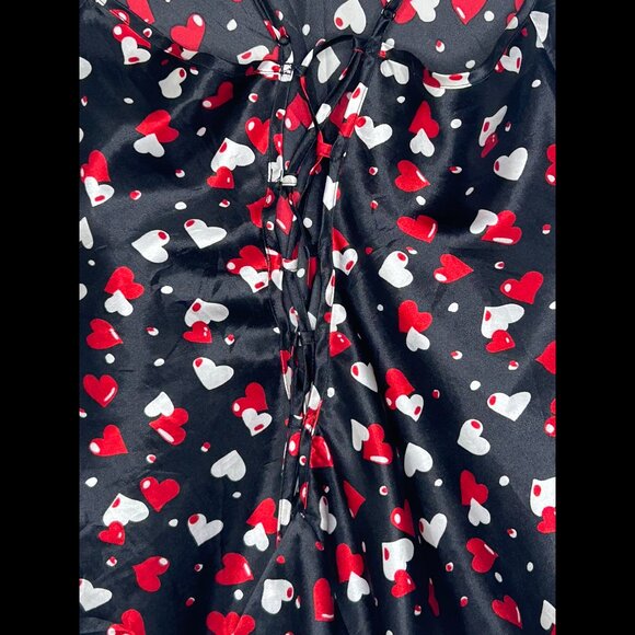 FREDERICK'S OF HOLLYWOOD Sexy Hearts Top Lace-Up Back Cami Lingerie Size L - Picture 3 of 5